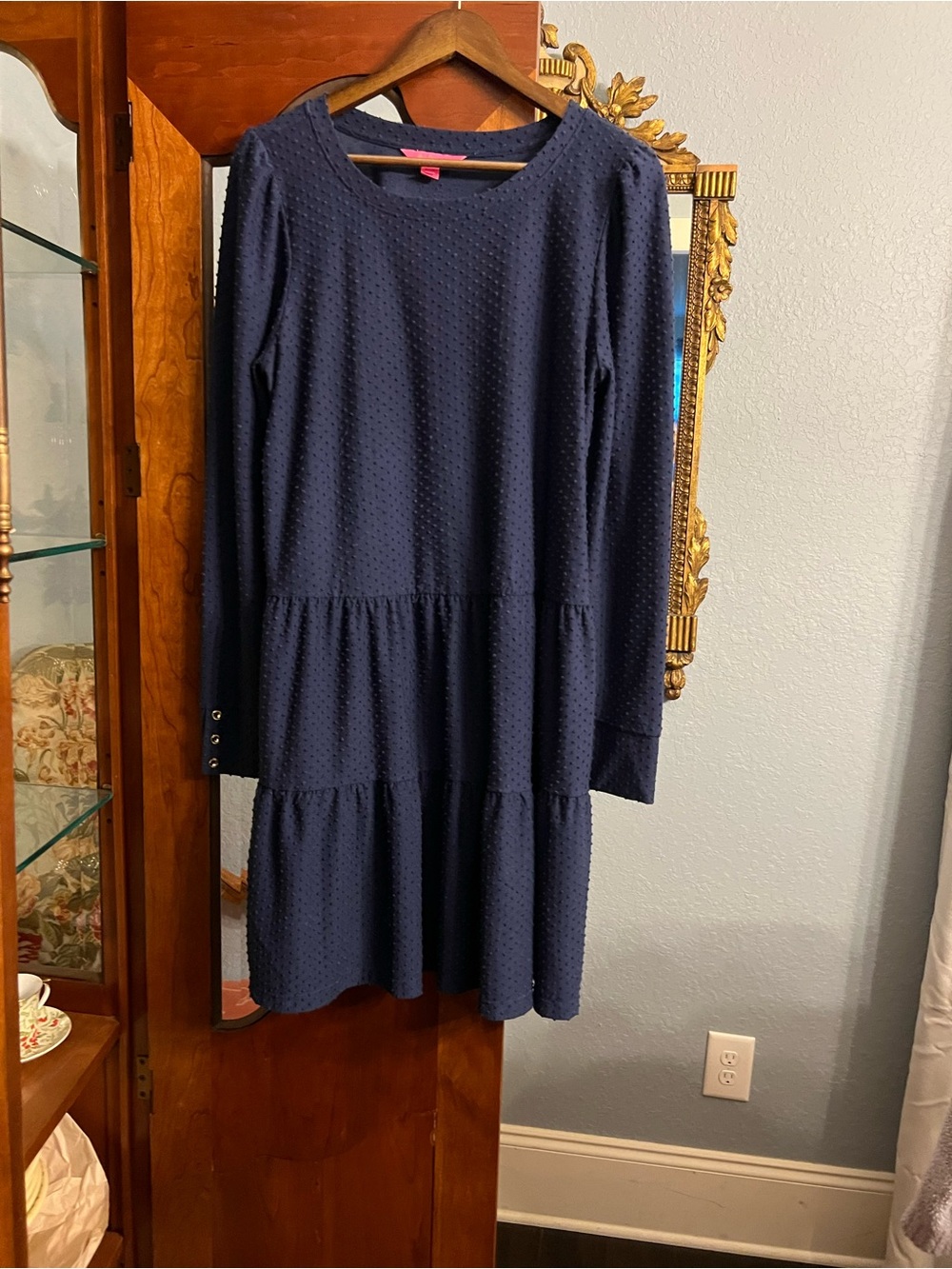 Lilly Pulitzer Navy Textured Tiered Midi Dress